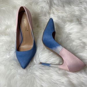 Denim pink pump